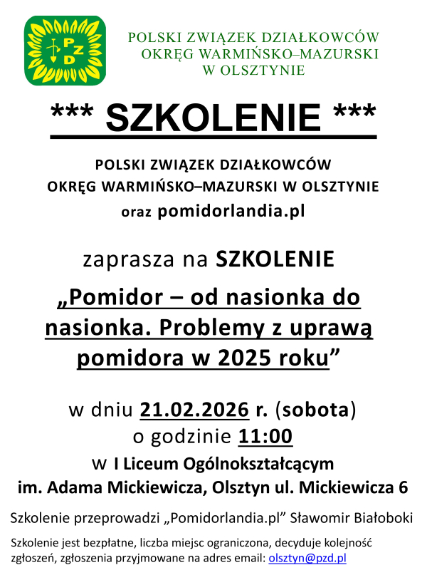 Szkolenie uprawa pomidora